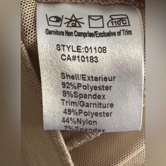 Cartise Tan Midi Vertical LaceTiered Layered Formal Dress Size 10 Zip In Back - Picture 13 of 13